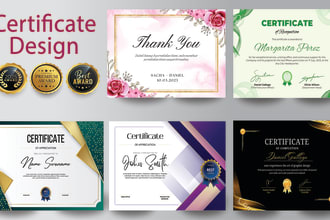 create custom certificate design, diploma certificate or award certificate