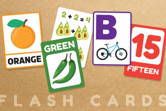 design awesome catchy colorful flashcards for kids