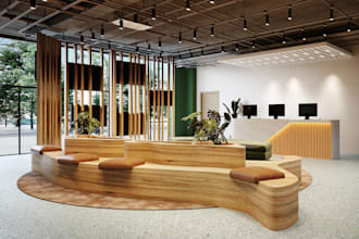 create 3d render furniture on background interior, outdoor