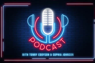 design professional neon podcast cover art