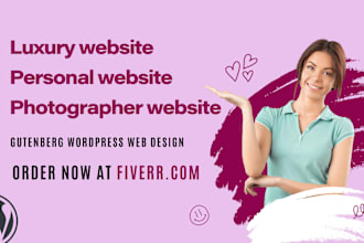 design personal website, photographer website on kadence