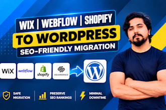 migrate wix, webflow, shopify or custom sites to wordpress