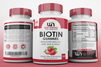 do supplement package label design or 3d bottle mockup