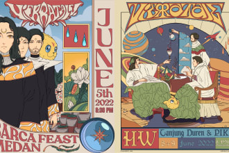 draw retro psychedelic sci fi poster design or illustration