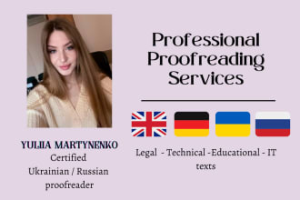 proofread your text translated into russian or ukrainian