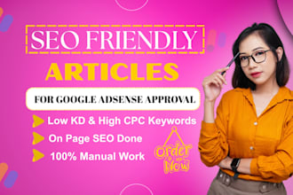 write 30 bulk SEO friendly articles for fast google adsense approval and ranking