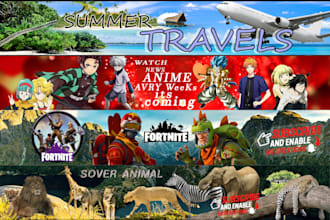 desing an eye catching youtube banner and logo