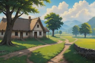 draw fantasy, post apocalyptic, background or concept art