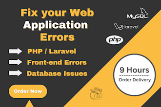 fix php and laravel errors within 9 hours
