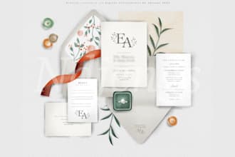 do paperless wedding stationery set into illustration