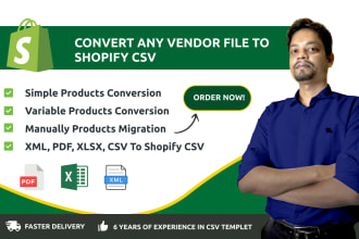 convert any vendor file into shopify CSV template