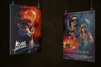 design retro vintage poster, movie poster and poster illustration