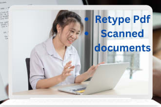 retype PDF pages, scanned documents, and transcribe photograph