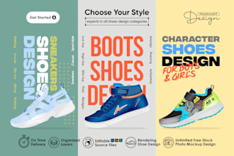 create boy and girl shoes design for brand and manufacture