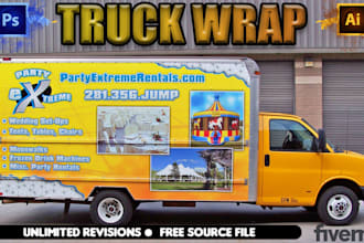 design stylish food truck wrap, food trailer wrap, or food van wrap design