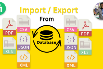 import export data from XML, database, json, excel, text doc