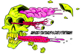 do illustrations in a retro 80s and 90s skate punk style