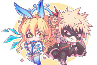 draw cute chibi character artworks , emotes too