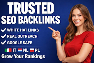 build high da white hat dofollow SEO backlinks for italy netherlands poland