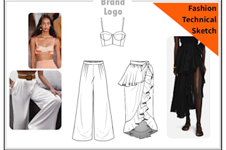 draw flat fashion technical drawing illustrations