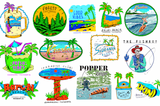 design illustration inspired by surf summer, retro vintage and travel