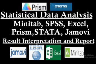 do statistical testing in spss, excel, minitab, jamovi, prism, and report