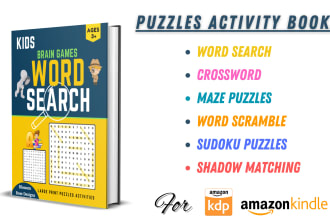 do word search, crosswords, sudoku, maze puzzles activity book for kdp amazon