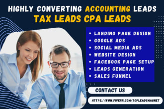 generate cpa leads finance leads accounting leads tax landing page funnel