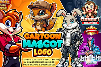 design a unique cartoon mascot logo and custom character for your brand