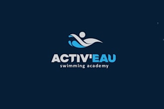 design perfect genius swimming academy logo with package