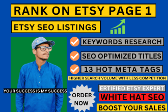 optimized titles and tags to rank listing on 1st page
