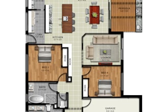 create 2d colorful floor plan with 3d materials