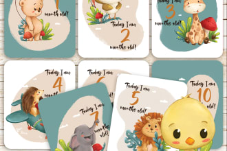 design milestone cards and baby birth poster