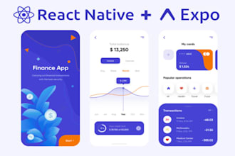 develop full mobile app with react native or expo