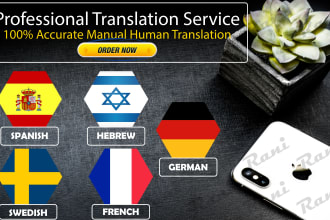 do manual swedish, german, hebrew, spanish and french high quality translation
