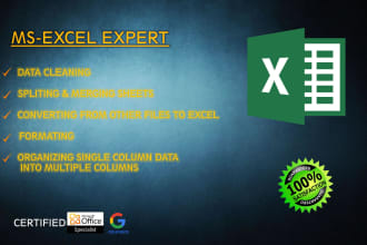 clean, split, merge or format excel data