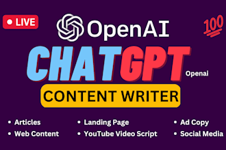 be your open ai chatgpt content writer on any topic chat gpt