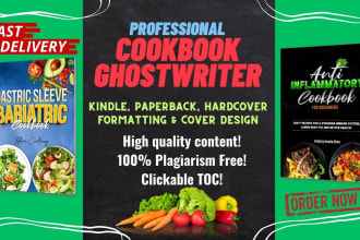 write recipes for cookbooks and book cover design