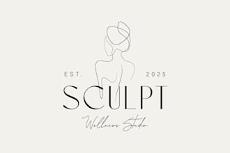do premade minimalist woman body silhouette logo