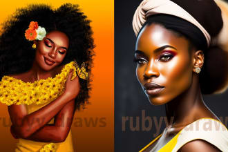 create beautiful african american character illustration