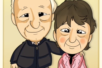 draw family or friends in a cartoonish portrait