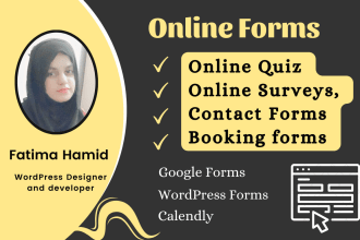 create or fix online quiz,survey, contact, booking form in 1day
