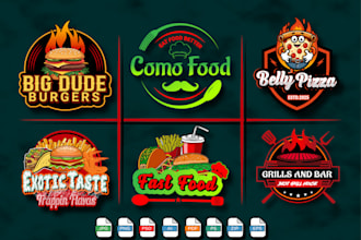 design fast food, pizza, burger,bbq, grill and restaurant logo