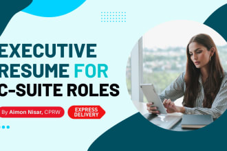 write executive resume, CV, professional bio, linkedin profile for c suite roles