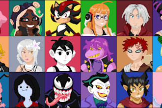 draw pixel art group portraits of your characters