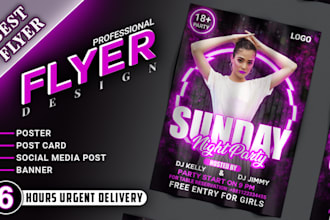 create professional flyer design, party flyer, church and any event flyer