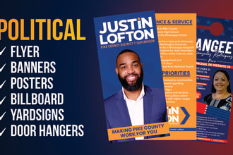 do political poster, banner, flyer, postcard, yard sign design