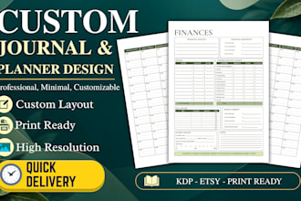 design journal, custom planner, digital planner design for kdp