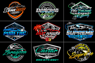 create auto detailing automotive pressure washing and car wash logo