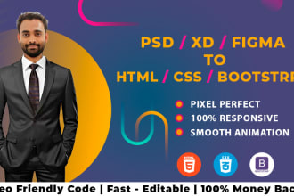 convert figma, xd, or PSD to responsive HTML